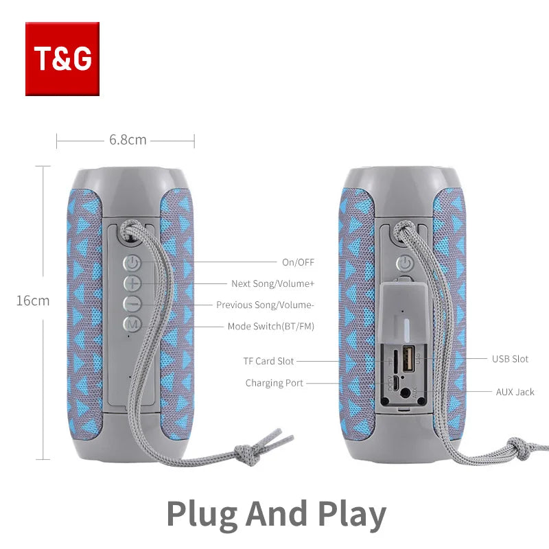Haut-parleur Bluetooth T&G TG117 TWS Portable Boîte de son imperméable haut-parleur en plein air en extérieur en plein air enjambé les haut-parleurs de surround Poutenir la radio FM TF