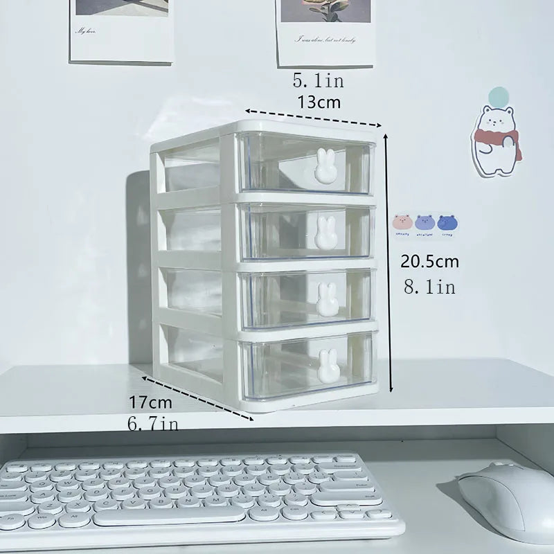 Multifunctional Desktop Storage Drawer Box with Pen Holder and Hair Accessories Storage Rack, Multi-layer Jewelry Box