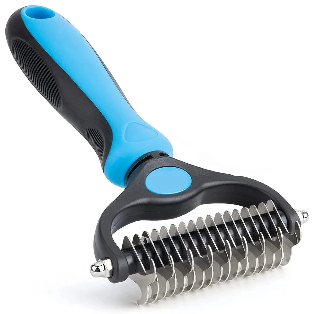 Brosse de toilettage pour animaux de compagnie, pinceau de deshedding professionnel à double face côté pour les chats et les chiens, pinceau pour animaux de compagnie pour enlever les enchevêtrements et les nœuds