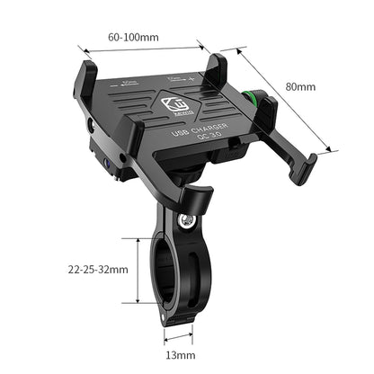 Porte-téléphonie de moto avec QC3.0 3A USB Chargeur rapide Motorcycle de moto supporte pour iPhone 13 12 XS Max Samsung S10 S9