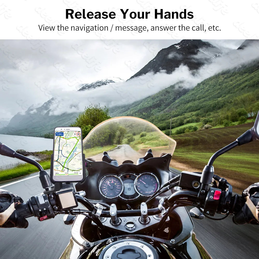 DeeLife Motorcycle Téléphone Portez pour Moto Motor Mirror Mobile Stand Support USB Charger Wireless Charging Telephone