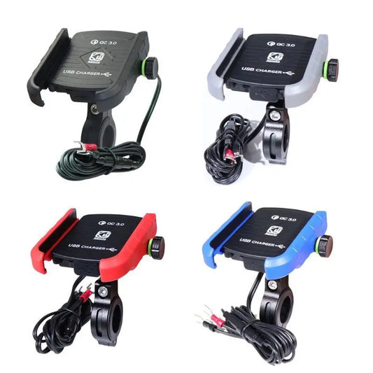 Motorcycle Bicycle Phone Portez avec USB Charger Bracket Fast Grodbar pour la voiture GPS Motorbike Stop pour un téléphone mobile de 3,5 à 7 pouces
