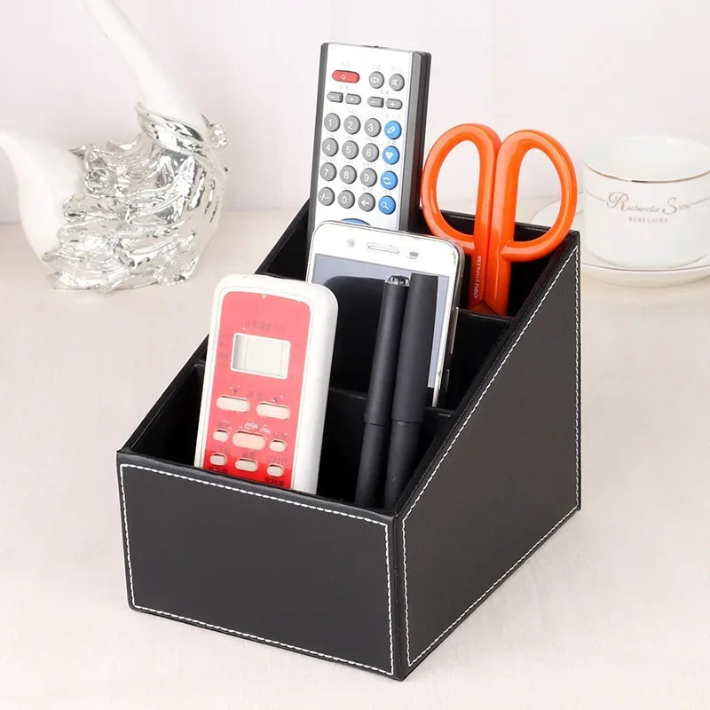 5 Organisateur en cuir PU Grid Télécommande Télétéopitace et porte-télévision Box de rangement Brosse Cosmetics