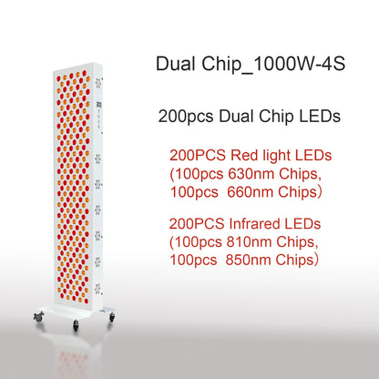 Panneau de thérapie rouge à double puce lampe 630 nm 660 nm près de la thérapie infrarouge Lumière 810 nm 850 nm Dispositifs de beauté LED pour le visage et le corps