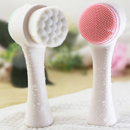 Nettoyage en profondeur 3D Handheld Gentle Silicone Face Nettoyant Brosse Exfoliator à double face
