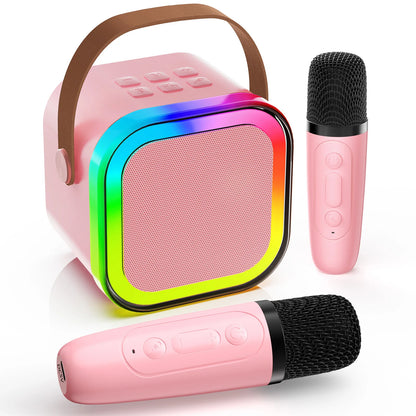 K12 Karaoke Machine Portable Bluetooth 5.3 Système d'enceintes PA avec 2 microphones sans fil Famille à domicile chantant les cadeaux pour enfants