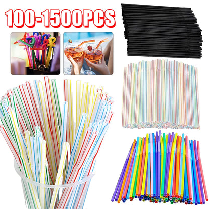 100-1500pcs Paies à boire Paies en plastique flexibles Paignes plastiques colorées Présine