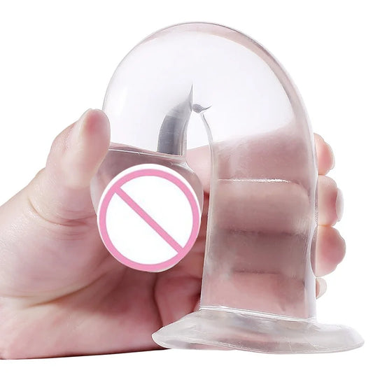 Crystal Suction Cup Dildo with Prostate Stimulation, 18+ Adult Sex Toy for Men, Transparent Dildo & Anal Plug Massager for Women