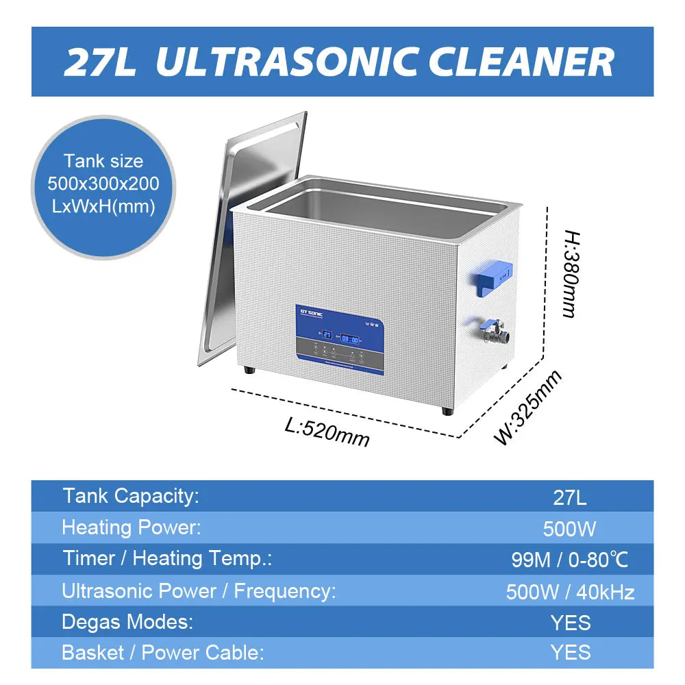 GT Sonic 2L 3L 6L 9L 13L 20L 27L 600W Ultrasonic Clean Degasing Timer Timer Digital Ultra Sonic Bath Nettoyer Basher