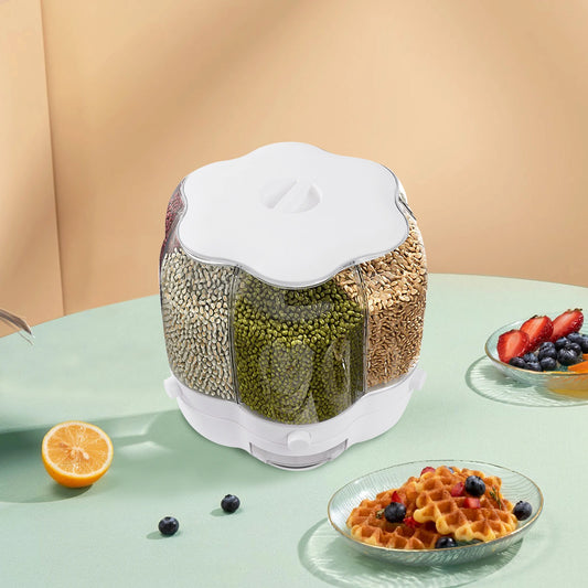 Riz rotatif à 6 grilles et distributeur d'aliments secs avec becs d'entonnoir, boîte insectif