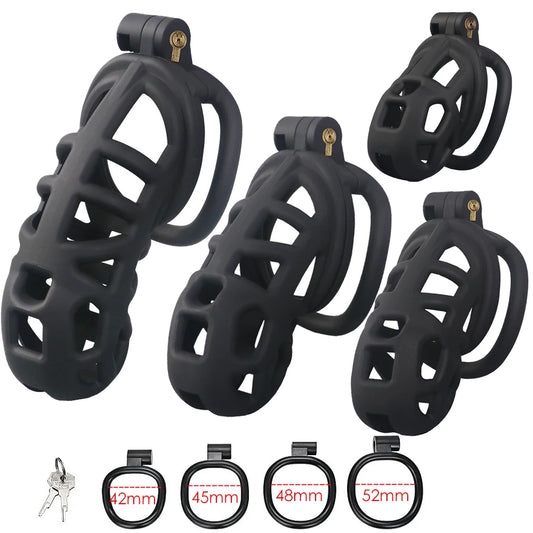 Chasteté mâle Cage érotique Urethral Lock Toys Sex Toys Penis Ring Male avec 4 Taille SM Produits Cage Chastete Penis Sleeve