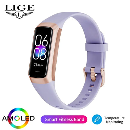 LIGE AMOLED SMART Watch Men 2023 Smart Band Women Heart Rate Blood Smartwatch Bracelet Smart Bracelet Sport Tracker