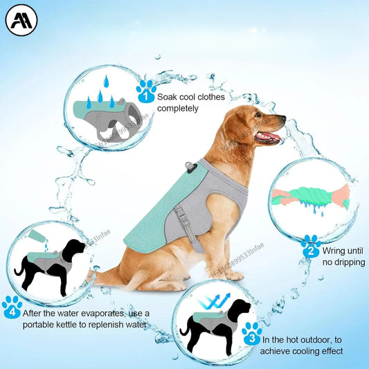 Dog Cooling Vest Dog Harness Cooler Jacket for Walking Dog, Outdoor Camping and Hunting Training