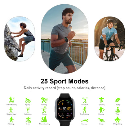 Montre intelligente Nerunsa, 1.69" Montre de fitness à écran tactile HD, 25 modes de sport, tracker de fitness, montre intelligente étanche IP68.