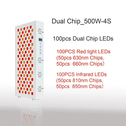 Panneau de thérapie rouge à double puce lampe 630 nm 660 nm près de la thérapie infrarouge Lumière 810 nm 850 nm Dispositifs de beauté LED pour le visage et le corps