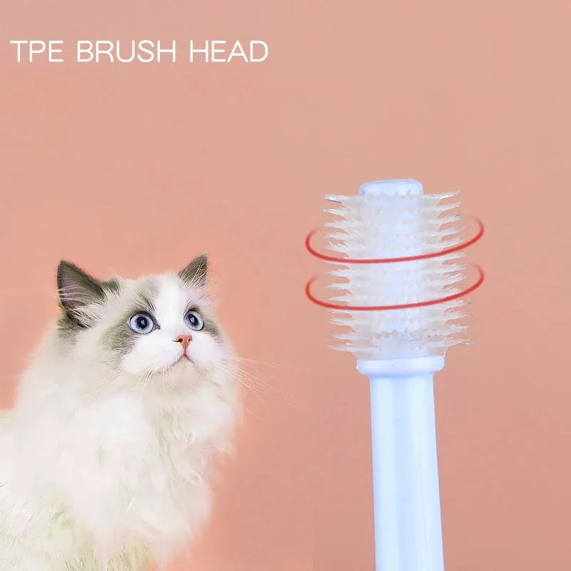 360 degrés Brosseuse à dents pour animaux Brussage de chat Ajout Bad halete tartre de dents CATER