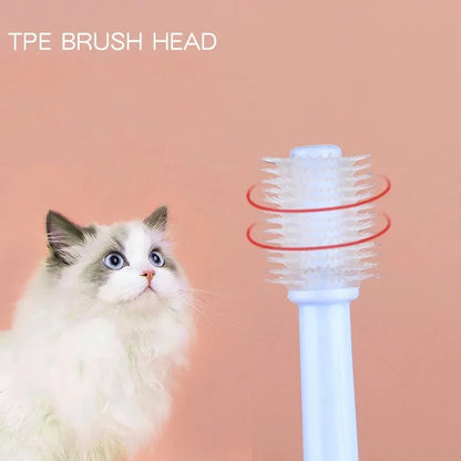 360 degrés Brosseuse à dents pour animaux Brussage de chat Ajout Bad halete tartre de dents CATER