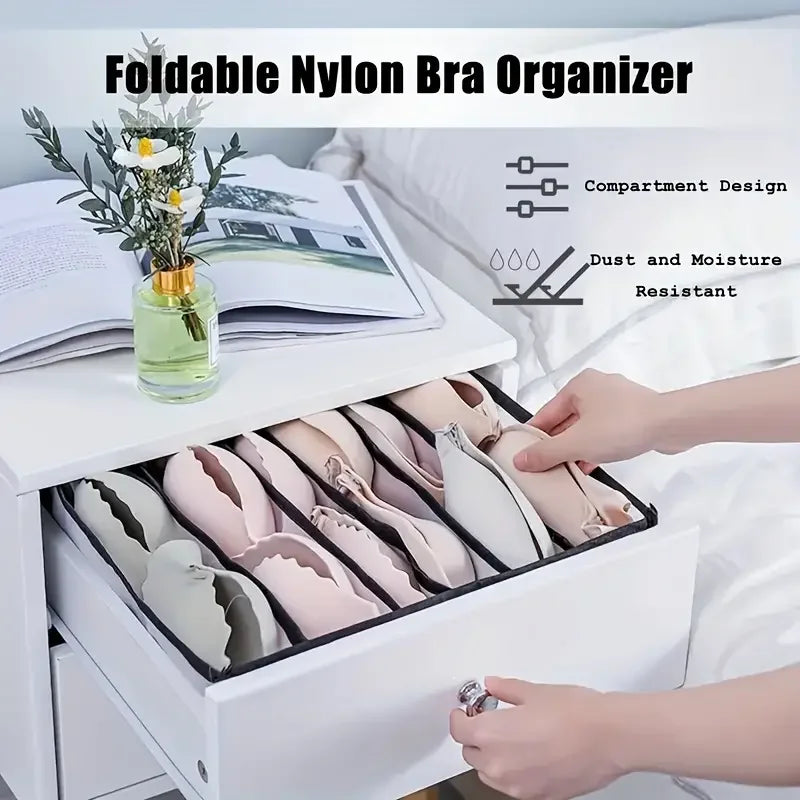 Boîtes de rangement à domicile de 5 packs Sacs de combinaison de sous-vêtements à carreaux pliants - Diviseurs de tiroir en nylon pour chaussettes, culotte et sous-vêtements