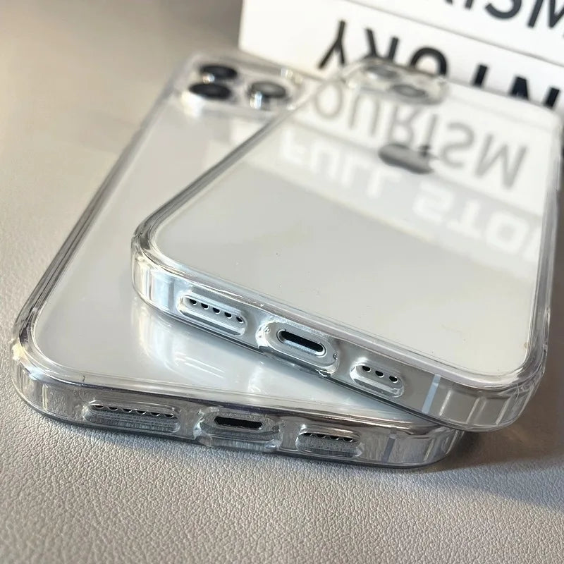Étui de téléphone en acrylique doux transparent luxe pour iPhone 16 15 14 13 12 11 Pro Max XS X XR 7 8Plus Mini Couverture de protection anti-choc