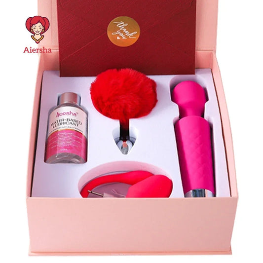 AIERSHA  2025 Birthday Valentine's Gifts 4pcs/set Sex Toys for Women Couples APP Vibrator Magic-Wand Anal plugwith Lubricants