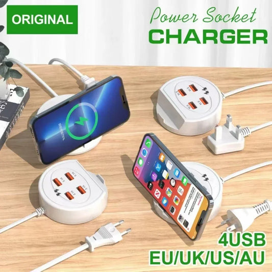 4 ports Type C Bande d'alimentation USB de socket de charge rapide avec support de téléphone mobile pour iPhone 16 Xiaomi Samsung Mobile Phone Charger