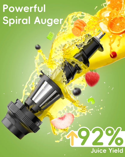 Biolomix Cold Press Juicer, Machines de presse-agrumes à mastication lente avec fonction inverse, rendement à jus élevé, pinceau facile à nettoyer et silence