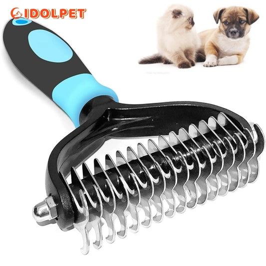Brosse professionnelle de deshedding à 2 côtés de chien démating peigne brosse chat râteau râteau outils de toilettage