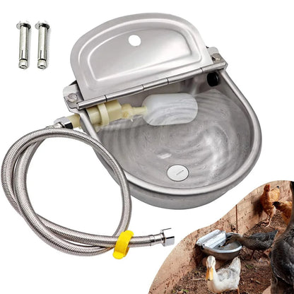 Dispensateur en eau automatique pour l'eau de chien, bol à boire en acier inoxydable pour le bétail de la ferme mouton de chèvre (remplissage automatique)