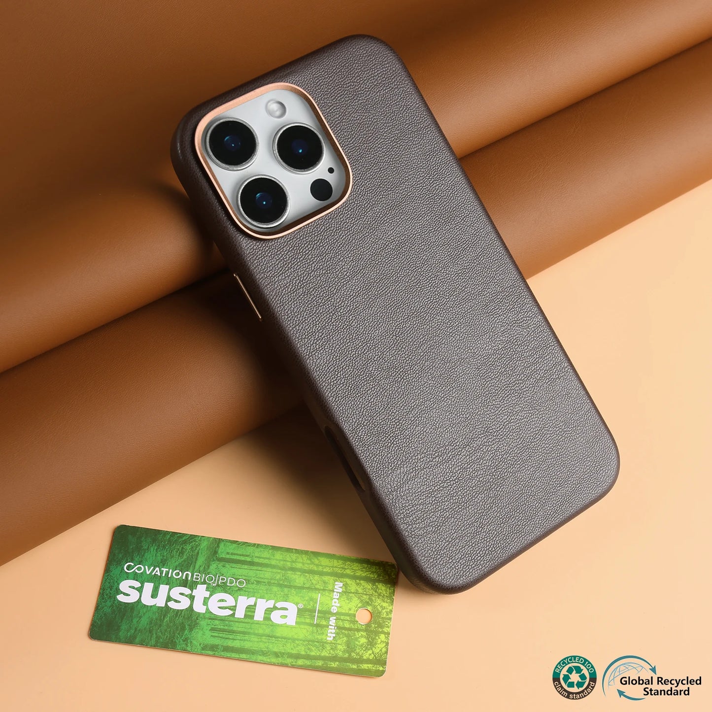Étui de téléphone en cuir bio en cuir bio de luxe pour l'iPhone 16 Pro Max 15pro 14 13pro 14promax Wireless Magsafe Back Shell Capa