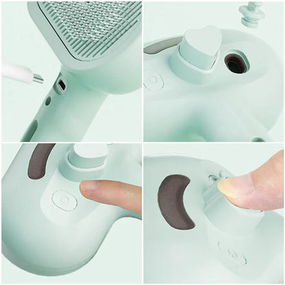 Brosse de vapeur de 3 po sur 1 avec bouton de relâchement brossage de toilettage de chat rechargeable pour chats brosse à poils brosse pour animaux de compagnie pour chiens petits animaux