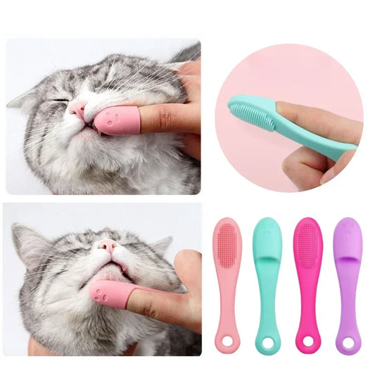Brosse à doigts pour animaux de compagnie doux pour chien et chat, brosse à dents pour les taches de déchirure, soins oculaires, nettoyage des outils de toilettage