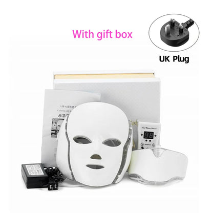 Masque facial à 7 couleurs LED avec visage + cou beauté Photon Thérapie Anti acné Whitening Whitening Skin Care Tools for Spa