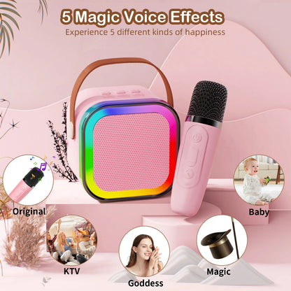 K12 Karaoke Machine Portable Bluetooth 5.3 Système d'enceintes PA avec 2 microphones sans fil Famille à domicile chantant les cadeaux pour enfants