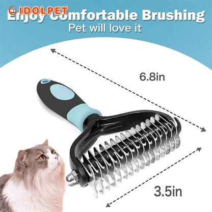 Brosse professionnelle de deshedding à 2 côtés de chien démating peigne brosse chat râteau râteau outils de toilettage