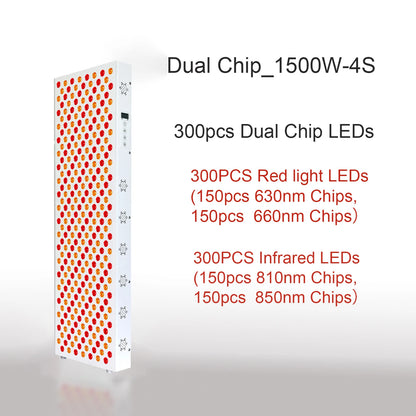 Panneau de thérapie rouge à double puce lampe 630 nm 660 nm près de la thérapie infrarouge Lumière 810 nm 850 nm Dispositifs de beauté LED pour le visage et le corps