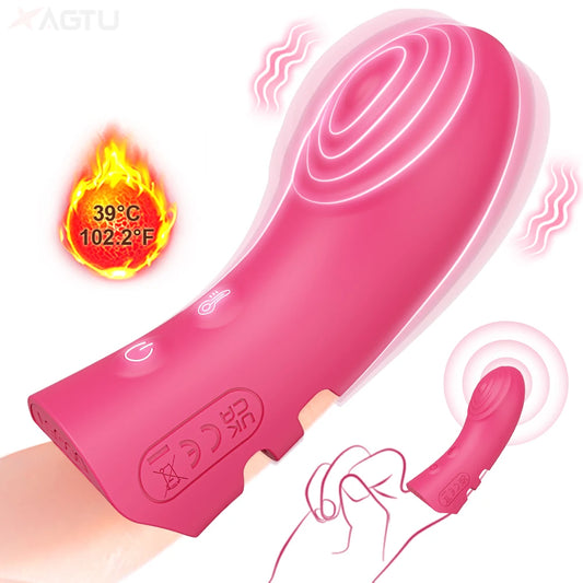 Heating Finger Vibrator for Women G Spot Fast Orgasm Vagina Clitoris Clit Nipple Stimulator Female Lesbian Sex Toy Adult Goods