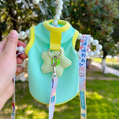 Vest de chien d'été Vêtements de chiot avec anneau D. Vêtements pour chiens de crème solaire Gilet pour animaux de compagnie mignon pour les petits chiens Vêtements pour animaux de compagnie