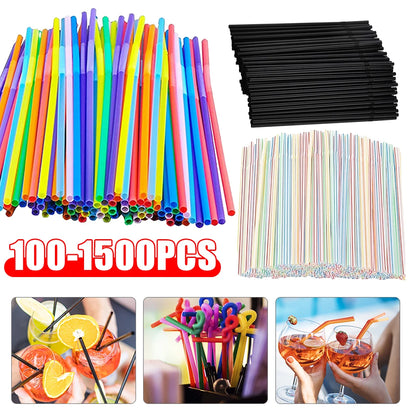 100-1500pcs Paies à boire Paies en plastique flexibles Paignes plastiques colorées Présine