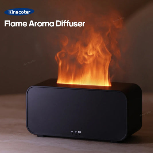 Nouvelle simulation Flame Aromatherapy Machine Mini Air Humidificateur LED Colorful Light Timer Humidificateur Perfuge de maison