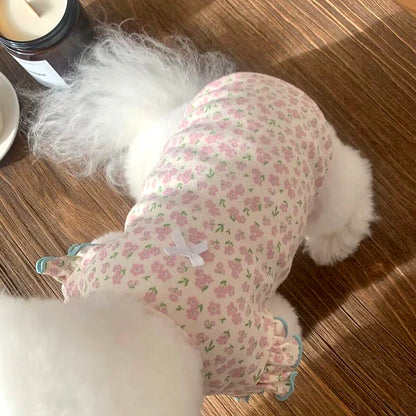 Pet Dog Vest Summer Puppy Vêtements Mignon Floral Flying Sleeves Dog T-shirt Chihuahua Pug Bichon Cat chien Vêtements Girl Girl