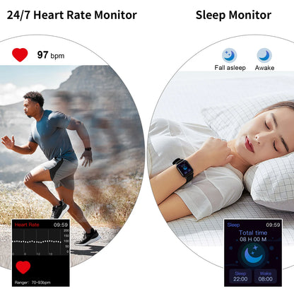 Montre intelligente Nerunsa, 1.69" Montre de fitness à écran tactile HD, 25 modes de sport, tracker de fitness, montre intelligente étanche IP68.