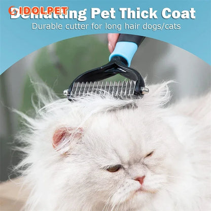 Brosse professionnelle de deshedding à 2 côtés de chien démating peigne brosse chat râteau râteau outils de toilettage