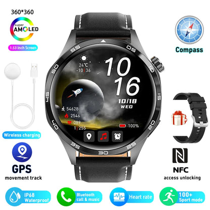 Pour Huawei GT5 Pro GPS NFC Smart Watch Men 360 * 360 AMOLED SCREAT CARD Rate Bluetooth Call IP67 imperméable Homme Smartwatch 2025