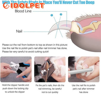 Clipper à ongles d'animaux de compagnie professionnel avec gardien de sécurité Ciseaux en acier inoxydable chien pour chats pour la griffe