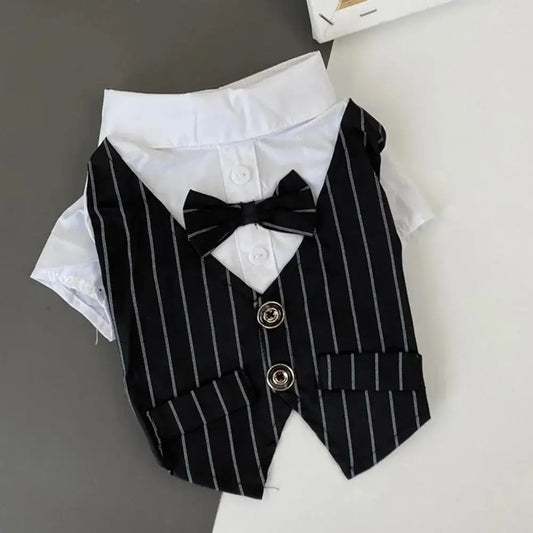 English Style Gentleman Dog Dress Puppy Suit with Tie for Formal Occasions Four Seasons Wedding Pet Photo Teddy Clothes