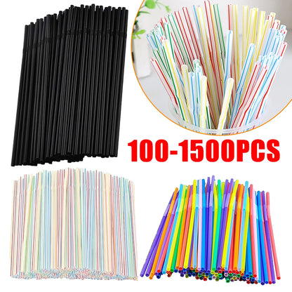 100-1500pcs Paies à boire Paies en plastique flexibles Paignes plastiques colorées Présine