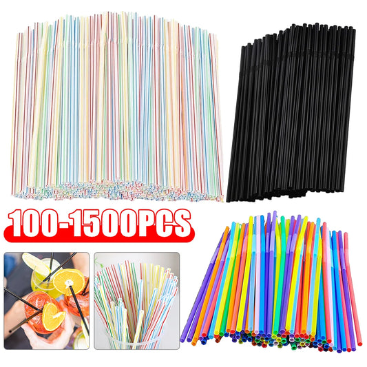 100-1500pcs Paies à boire Paies en plastique flexibles Paignes plastiques colorées Présine