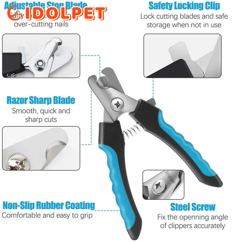 Clipper à ongles d'animaux de compagnie professionnel avec gardien de sécurité Ciseaux en acier inoxydable chien pour chats pour la griffe