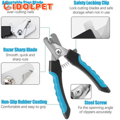 Clipper à ongles d'animaux de compagnie professionnel avec gardien de sécurité Ciseaux en acier inoxydable chien pour chats pour la griffe