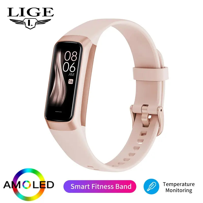 LIGE AMOLED SMART Watch Men 2023 Smart Band Women Heart Rate Blood Smartwatch Bracelet Smart Bracelet Sport Tracker